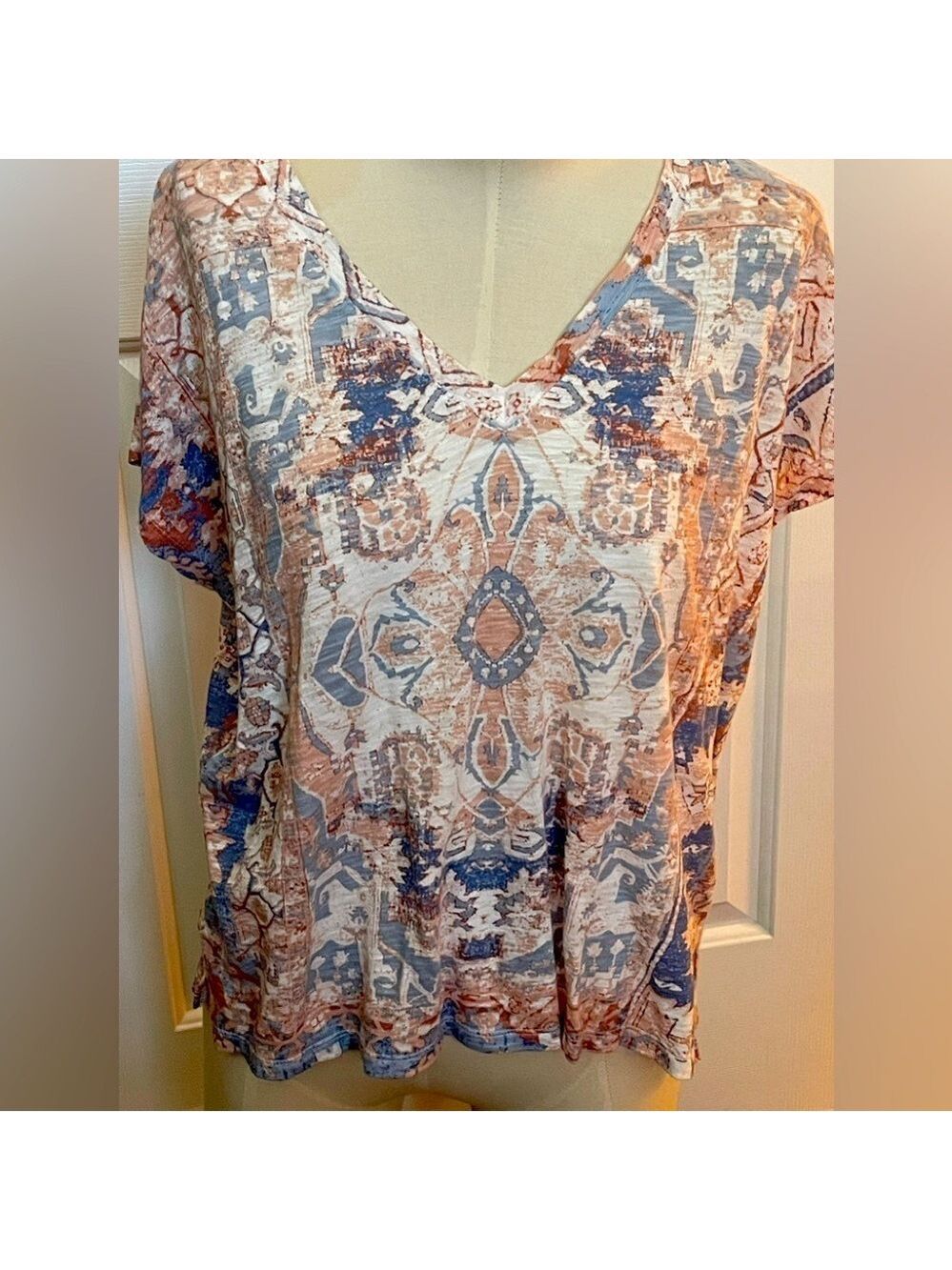Lucky Brand Boho Print V-Neck Top
